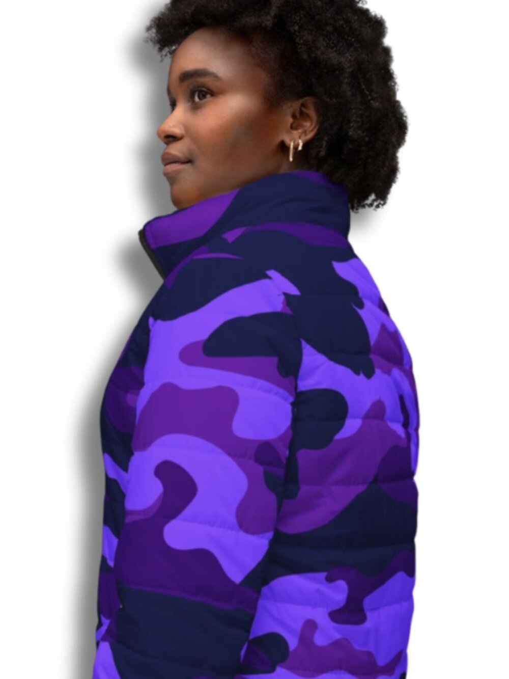 💜 Women’s Purple Camo Puffer 💥 Streetwear Must-Have 🔥